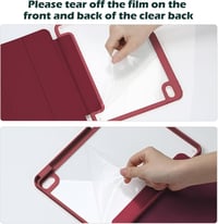 ProCase iPad 10-11 hüvely tolltartóval, ütésálló smart tok, átlátszó hátlap, bordó 7