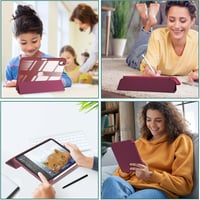 ProCase iPad 10-11 hüvely tolltartóval, ütésálló smart tok, átlátszó hátlap, bordó 9