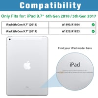 Husă ProCase pentru iPad 9,7 inchi (2017/2018, generația a 5-a și a 6-a) - Smart Case ultra-subțire și ușoară, cu suport și spate transparent, funcție Auto Sleep/Wake 2