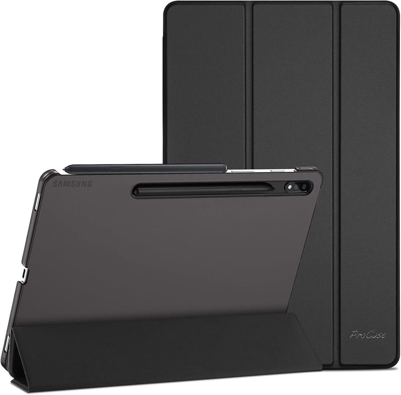 ProCase Galaxy Tab S8 / S7 11" slim tok átlátszó matt hátlappal - fekete