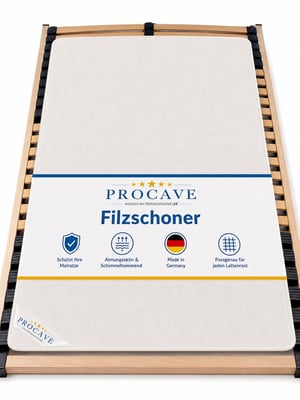 PROCAVE Filc zaštita za podnice 90x200 cm - Prozračna podloga za madrac od iglanog filca, zaštita za madrac, proizvedeno u Njemačkoj