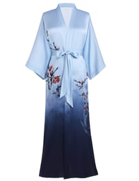 Prodesign ženski maxi kimono satenski kućni ogrtač s cvjetnim uzorkom - tamnoplavi 1