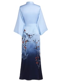 Prodesign ženski maxi kimono satenski kućni ogrtač s cvjetnim uzorkom - tamnoplavi 2