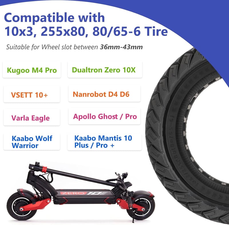 Prodrocam 10 Hüvelykes Piros Tömör Gumi Elektromos Roller Joyor Y8-S Kukirin G2 Max Kugoo M4 Pro - red