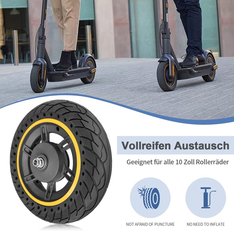 Prodrocam 10 Hüvelykes Tömör Gumi Kerék Segway Ninebot Max G30 Elektromos Roller Elülső Kerék - black
