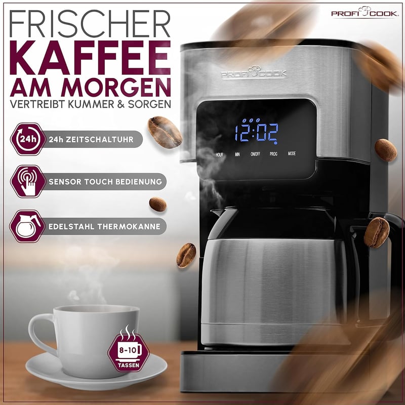 Profi Cook PC-KA 1191 Kávéfőző 8-10 Csészés Termoszszos Érzékelős Vezérléssel