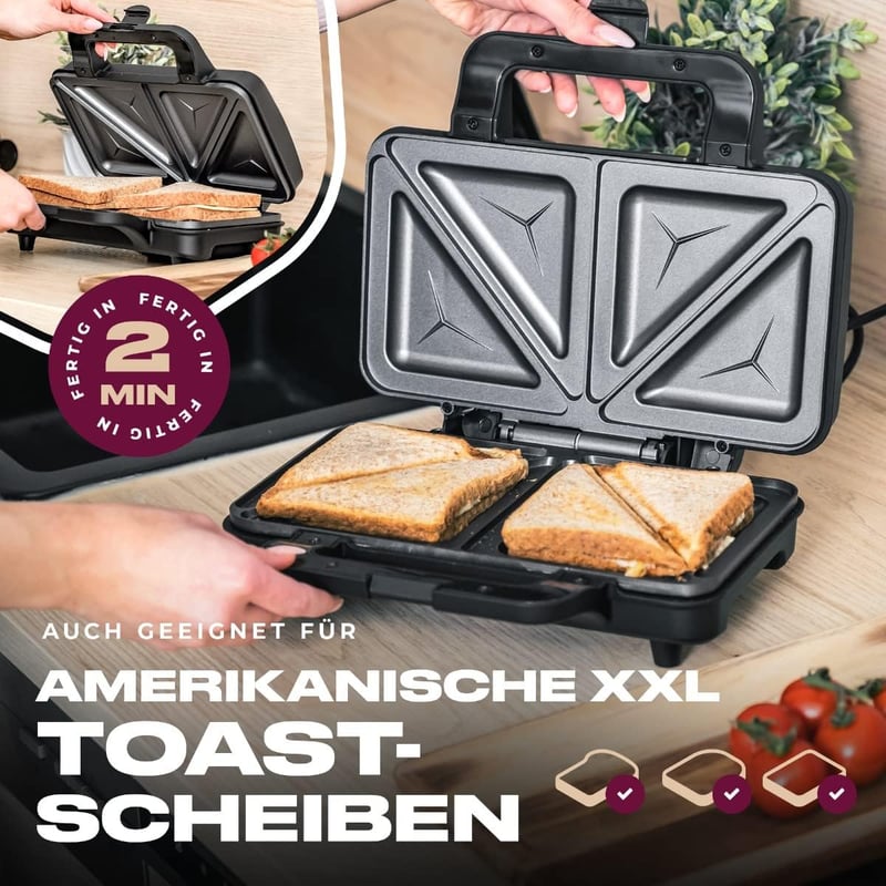 Profi Cook PC-ST 1092 XXL szendvicssütő rozsdamentes acél, tapadásmentes bevonattal