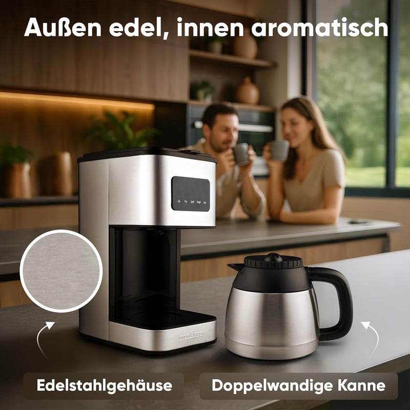 ProfiCook 10 csészés kávéfőző termoszszal, aromavezérléssel és időkijelzővel