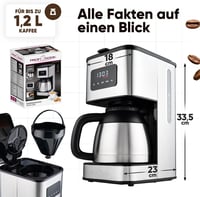 ProfiCook 10 csészés kávéfőző termoszszal, aromavezérléssel és időkijelzővel 7