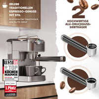 Espressor ProfiCook PC ES 1267 cu portfiltru, pompă italiană de 20 bari, pentru cafea măcinată și capsule compatibile Nespresso 4