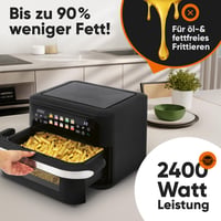 ProfiCook PC FR 1313 H XXL Forrólevegős Sütő 10 L, 2 Kamrás Airfryer, 2400 W, Olaj- és Zsírmentes, Érintőkijelző, 10 Program, 80-200°C 2