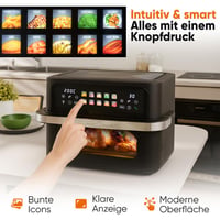 ProfiCook PC FR 1313 H XXL Forrólevegős Sütő 10 L, 2 Kamrás Airfryer, 2400 W, Olaj- és Zsírmentes, Érintőkijelző, 10 Program, 80-200°C 5