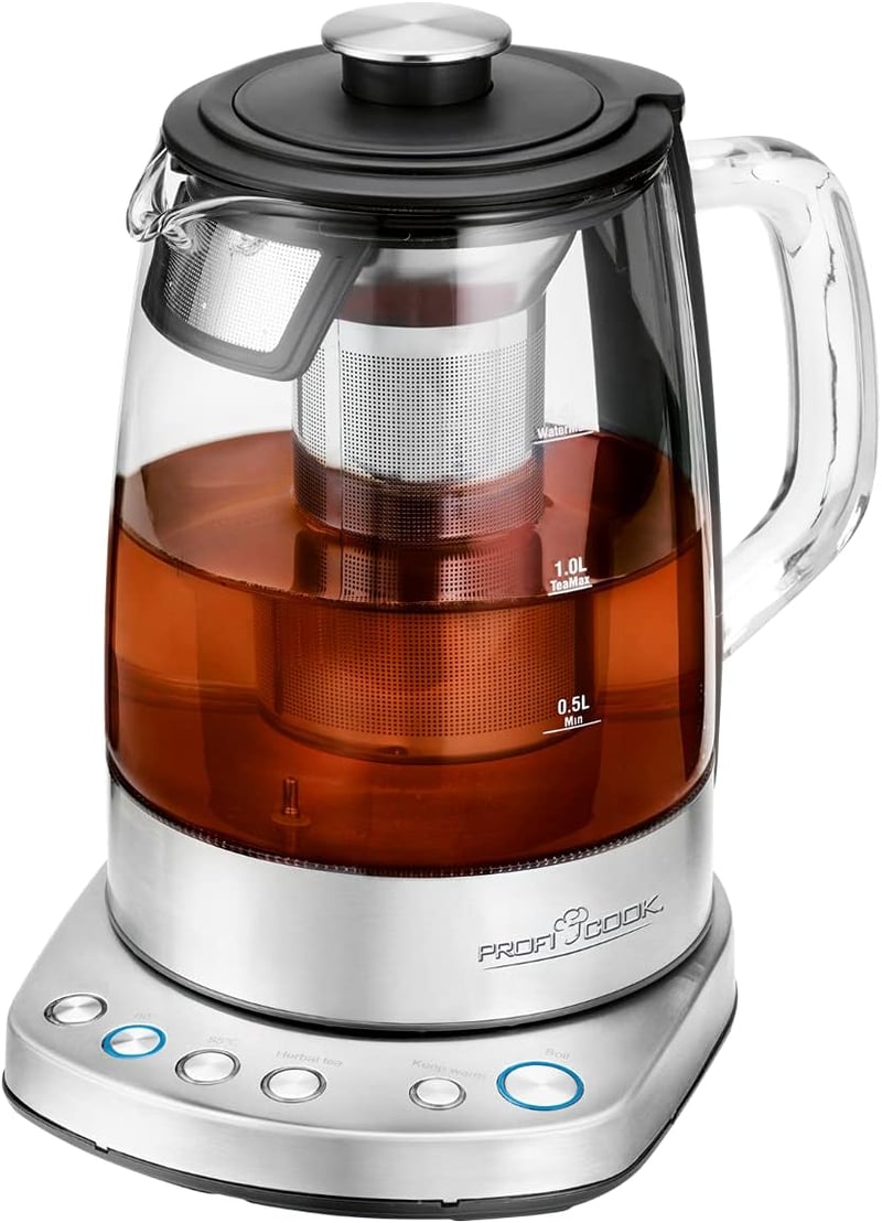 ProfiCook PC-WKS 1167 G 2in1 Vízforraló Teafőző Üveg Rozsdamentes Acél 1,5L