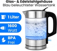 ProfiCook PC-WKS 1229 G üveg/acél vízforraló, 1 L, 1600 W 2