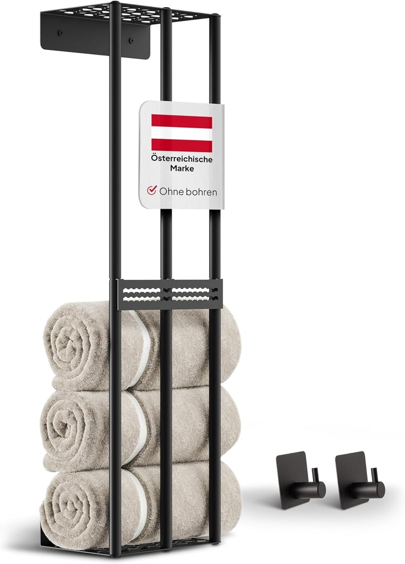 ProfoundGear Öntapadós Falra Szerelhető Törülközőtartó 72,5 cm Fekete