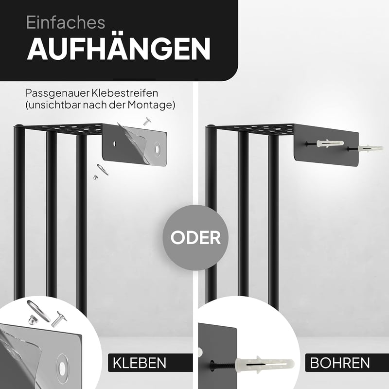ProfoundGear Öntapadós Falra Szerelhető Törülközőtartó 72,5 cm Fekete