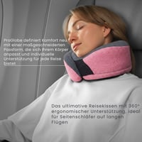 Pernă de gât pentru avion Proglobe, pernă de călătorie 100% spumă cu memorie - Roz 6