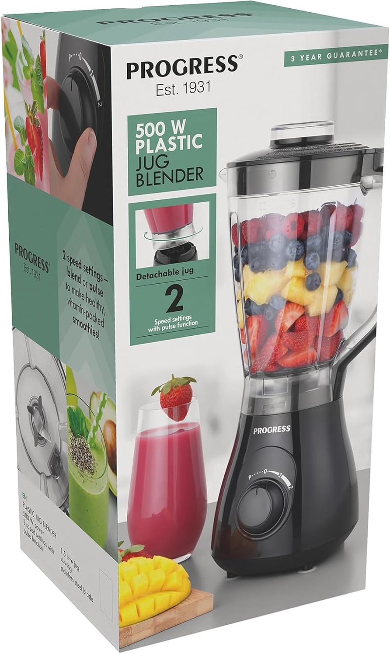 Progress 1,5L Turmixgép 2 Fokozat Pulse Funkcióval Rozsdamentes Keverővel