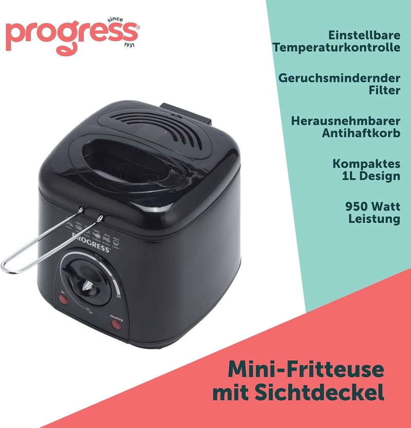 Progress Compact 1L Mini Mélysütő Levehető Kosárral, Antilengő Lábakkal és Szagszűrővel