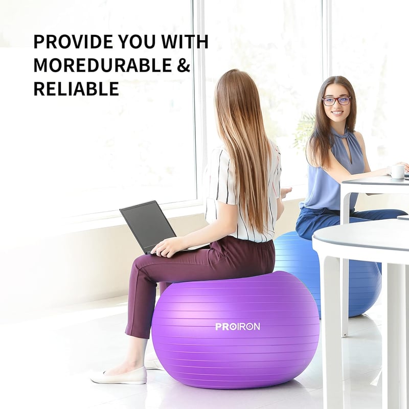 PROIRON 55cm Lila Gimnasztikai Labda Pumpával, Szülési és Yoga Labda
