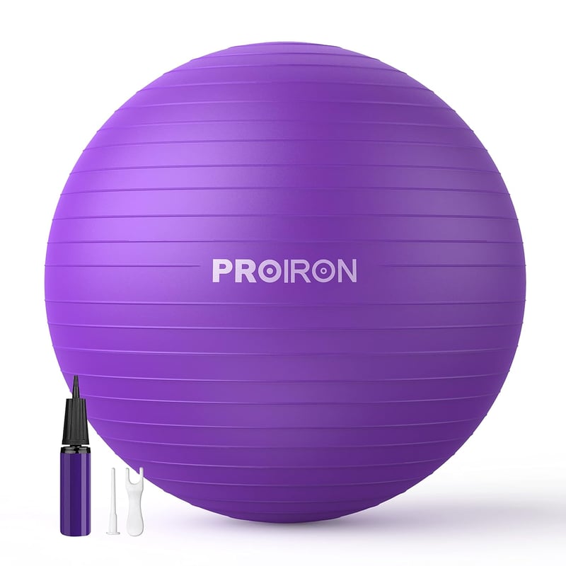 PROIRON 55cm Lila Gimnasztikai Labda Pumpával, Szülési és Yoga Labda