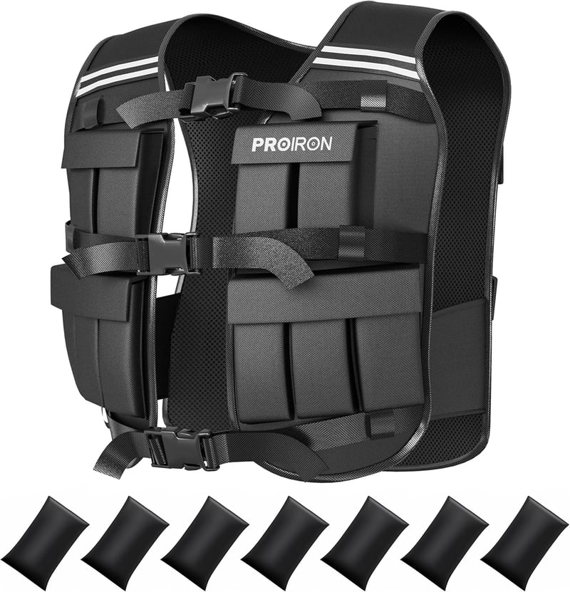 PROIRON Állítható Súlyzott Mellény 10/20 kg Reflektív Csíkokkal Futáshoz és Edzéshez