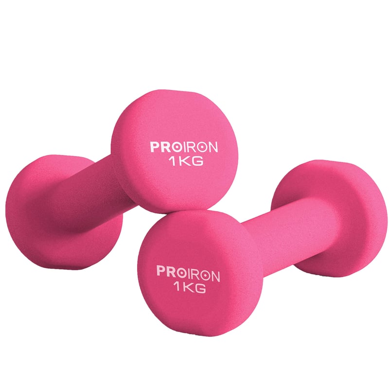 PROIRON set neoprenskih utega - ružičasti - 2 x 1 kg