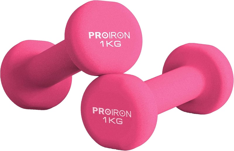 PROIRON Neoprén Súlyzó Szett 2 db Női Fitness Jóga Pilates Tornához - 2 x 1 kg pink