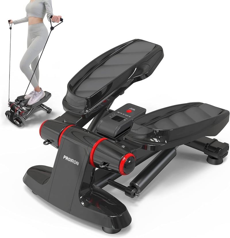 PROIRON Swing Stepper 120 kg kijelzővel - Lábedzés és fenék edzéshez, csendes hidraulikus stepper