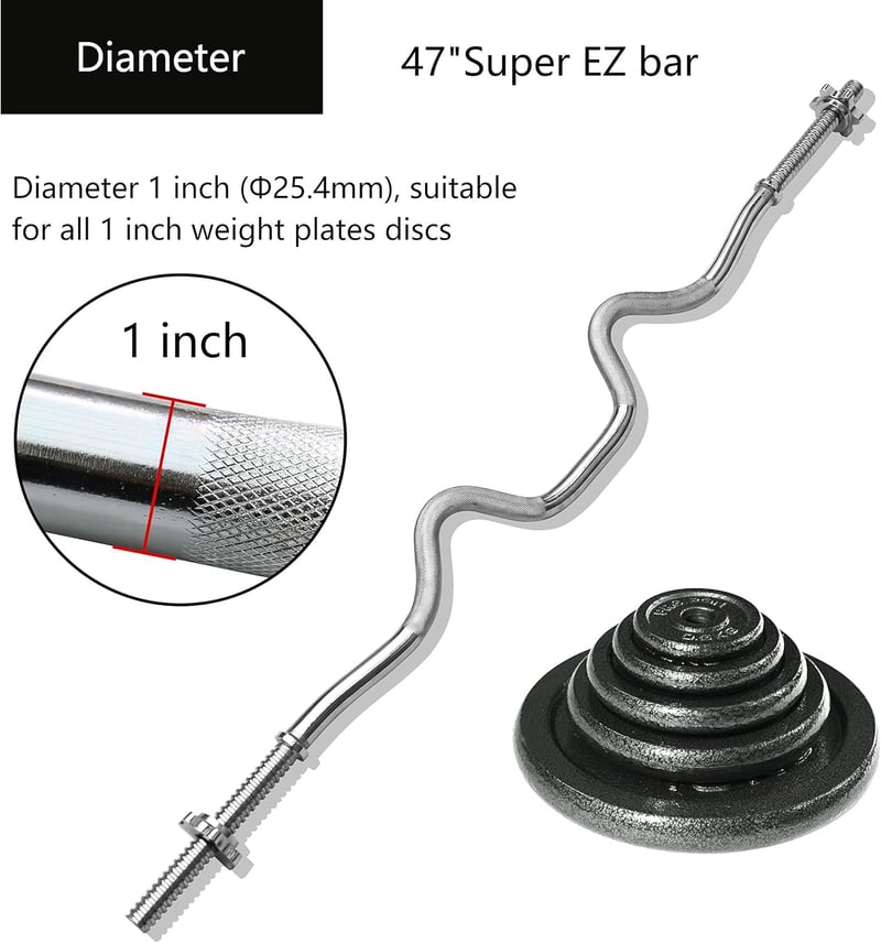 PROIRON SZ Bicepsz Rúd 120 cm, 25 mm Krómozott Acél, Recézett Fogás, 100 kg Teherbírás, Edzőtermi Minőség Testépítéshez