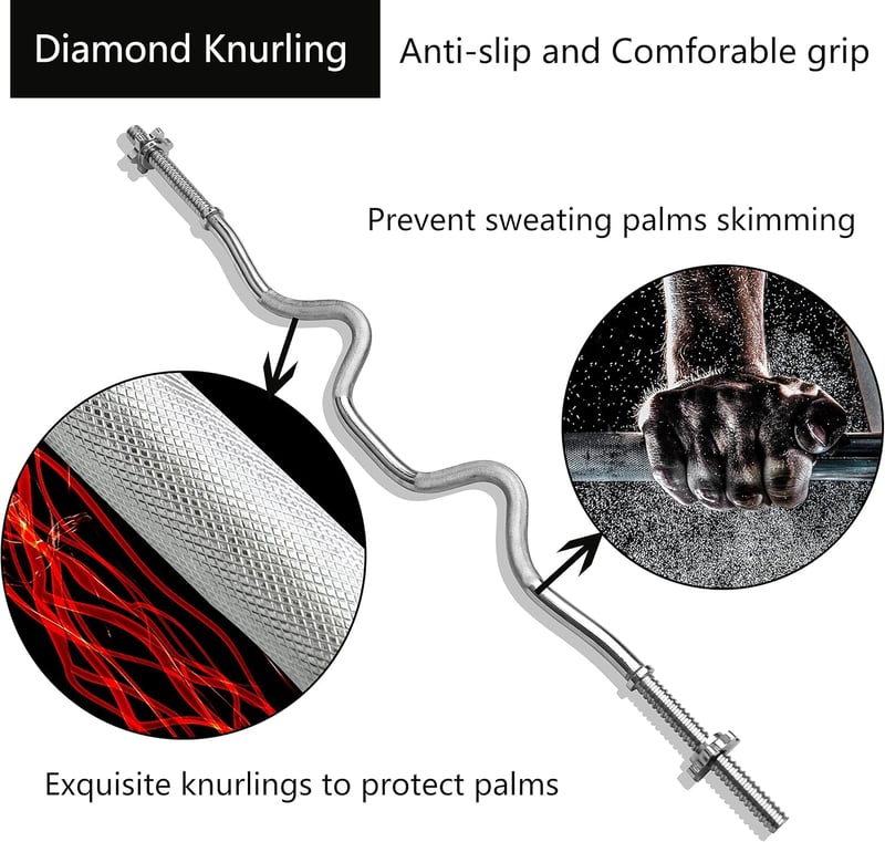 PROIRON SZ Bicepsz Rúd 120 cm, 25 mm Krómozott Acél, Recézett Fogás, 100 kg Teherbírás, Edzőtermi Minőség Testépítéshez