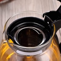 ProLeo Üveg Teáskanna Rozsdamentes Acél Szűrővel - 2000ml Hőálló Fekete Teafőző Fedéllel, Mosogatógépben Mosható, Otthoni és Irodai Használa 4