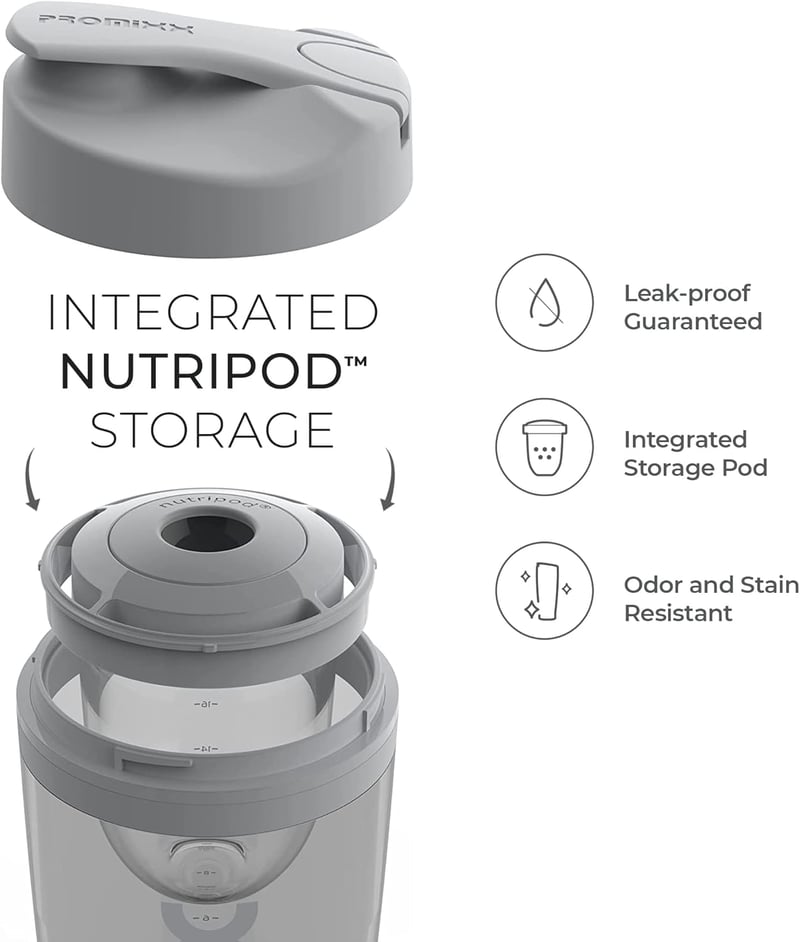 Promixx Pro Shaker Bottle 600ml Graphite Grey/Orange BPA mentes
