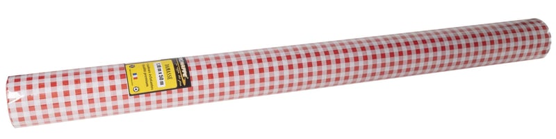Jednorazový papierový obrus v kotúči Pronappe, 50 m x 1,18 m, červený kockovaný vzor, pre 166 osôb