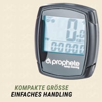 Cyklocomputer Prophete Basic s LCD displejom, 9 funkcií, káblový, vodotesný, čierny 4