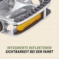 Pedale universale antiderapante pentru bicicletă Prophete - Cadru din aluminiu cu inserții de cauciuc și reflectoare, conform standardului StVZO, pentru biciclete de oraș și trekking 4