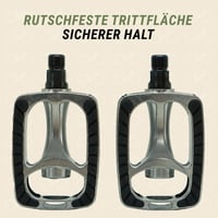 Pedale universale antiderapante pentru bicicletă Prophete - Cadru din aluminiu cu inserții de cauciuc și reflectoare, conform standardului StVZO, pentru biciclete de oraș și trekking 3