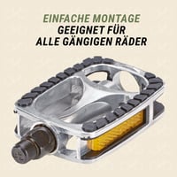 Pedale universale antiderapante pentru bicicletă Prophete - Cadru din aluminiu cu inserții de cauciuc și reflectoare, conform standardului StVZO, pentru biciclete de oraș și trekking 2