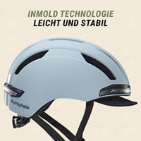 Cyklistická prilba na elektrobicykel Prophete ECO Urban, technológia Inmold, predné a zadné LED svetlo, diaľkové ovládanie smeroviek, 52 – 58 cm, sivá 3