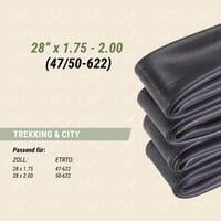 Duša na bicykel Prophete Dunlop ventil 28" (28x1,75x2 / 47-622) čierna – pre mestské a trekingové bicykle 3