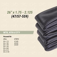 Duálna sada duší na bicykel Prophete s Dunlop ventilom, 26 x 1,75 – 26 x 2,125 palcov (ETRTO 47-559, 57-559), 2 ks 3