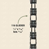 Lanț schimbător bicicletă Prophete 1/2 x 3/32 toli 5/64, 116 zale, lanț pentru transmisie 4