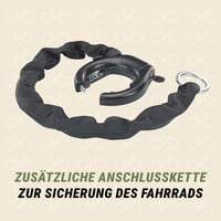 Zámok na bicykel Prophete s reťazou, certifikovaný ART, detská poistka a funkcia proti strate kľúčov, vysoká bezpečnosť 6