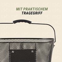 Prophete levehető kerékpárkosár kormányadapterrel, méhsejtes rács, 340x250x260 mm - fekete 6