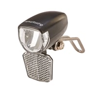 Far LED pentru bicicletă Prophete 15 Lux - Cu întrerupător pornit/oprit și reflector detașabil - Pentru dinam în butuc și dinam lateral - Omologat StVZO - Cu suport Nirosta 1