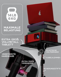 Stojan na projektor PropVue, nastaviteľná výška 27 – 62 palcov, podlahový statív, prenosný stojan na notebook, fotoaparát a svetlá s guľovým kĺbom, DJ rack 4