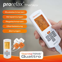 Prorelax TENS/EMS QUATTRO Elektrostimulációs Készülék - Fájdalomcsillapítás, Izomépítés, Masszázs és Hőterápia, 60 Program, 25 Intenzitási S 6