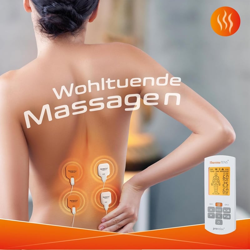 Prorelax TENS/EMS QUATTRO Elektrostimulációs Készülék - Fájdalomcsillapítás, Izomépítés, Masszázs és Hőterápia, 60 Program, 25 Intenzitási S