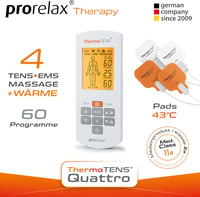 Prorelax TENS/EMS QUATTRO Elektrostimulációs Készülék - Fájdalomcsillapítás, Izomépítés, Masszázs és Hőterápia, 60 Program, 25 Intenzitási S 2