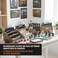 Stojan na farby PROSCALE Paint Rack 26 mm a 36 mm – 26 otvorov na farby + držiak na štetce, kompatibilný s Vallejo a Army Painter (Modul A) 7